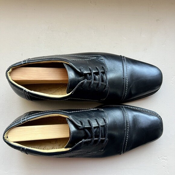 Sandro Moscoloni Black Leather Cap Toe Oxford Lace up Shoes Men’s Size US 13 M - Picture 8 of 16